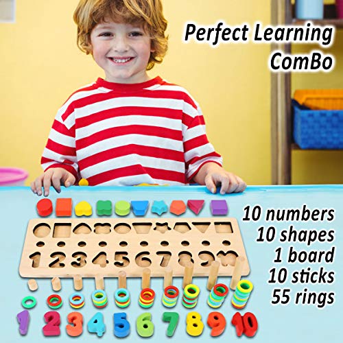 CozyBomB Wooden Number Puzzle Sorting Montessori Toys for Toddlers 